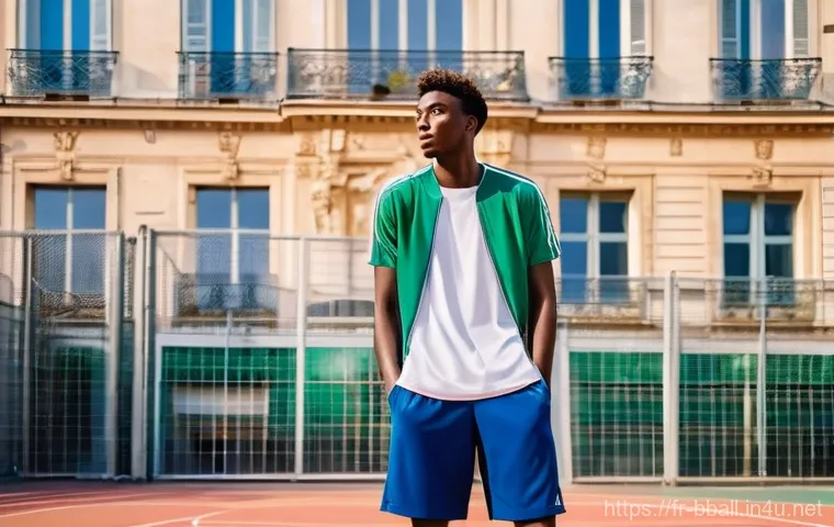 농구와 다른 스포츠 비교 - **Prompt:** A towering, athletic male basketball player, reminiscent of Victor Wembanyama, standing ...