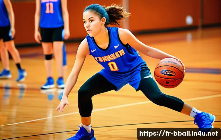 농구공 종류와 선택법 - **Prompt 1: Energetic Female Basketball Player on an Indoor Court**
A dynamic, full-body shot of...